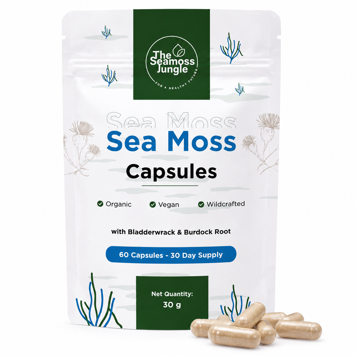 Cápsulas de Musgo Marino con Bladderwrack & Burdock Root