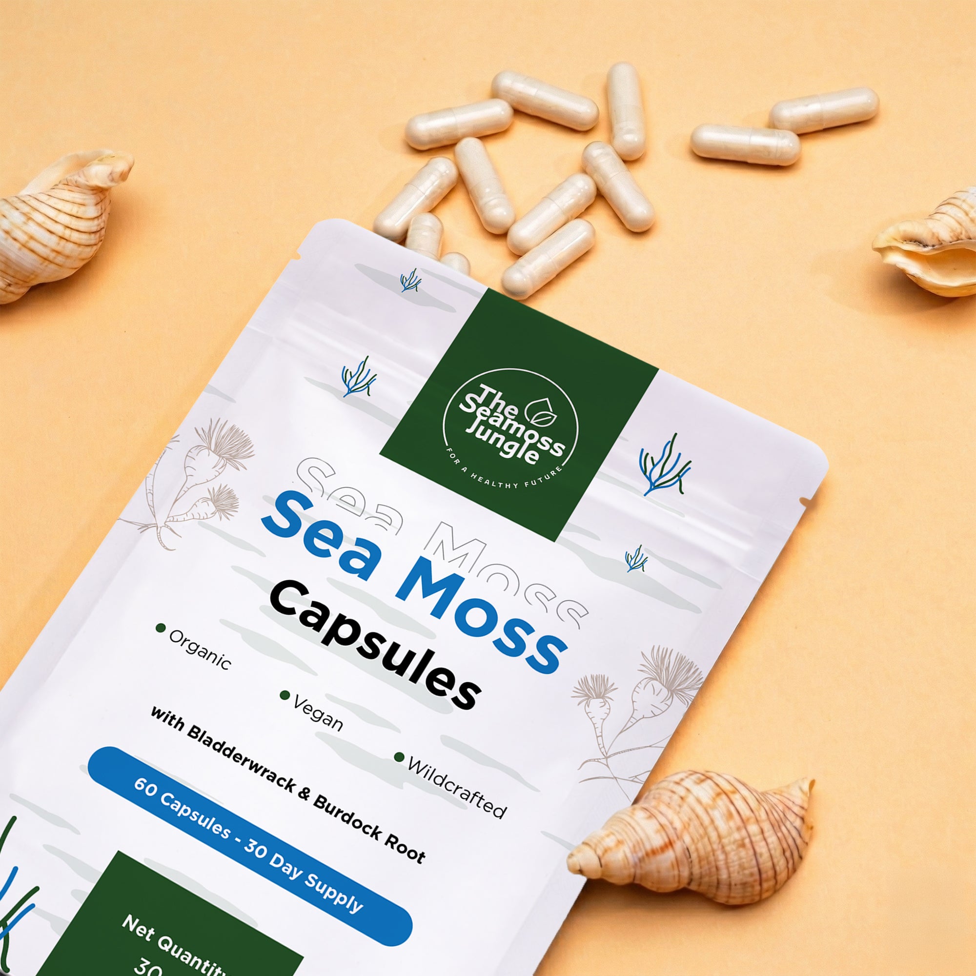 Cápsulas de Musgo Marino con Bladderwrack & Burdock Root